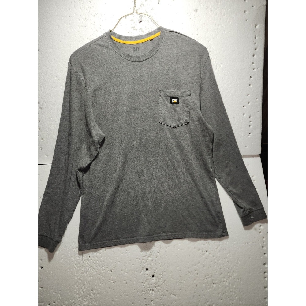 Caterpillar Shirt Mens XL Gray Long Sleeve Round Neck T-Shirt Logo